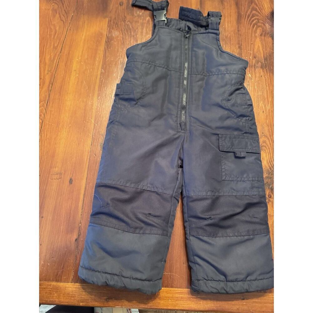 London Fog 24 Months Snow Bib Overalls Front Zip Insulated Ski Pant Navy Blue